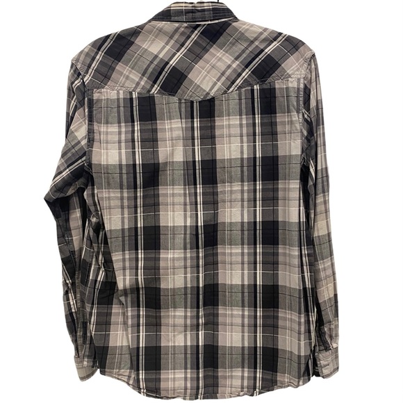 CLUB ROOM Men's Slim Fit Long Sleeve GREY Plaid Pocket Button Up Shirt MEDIUM - Picture 2 of 5